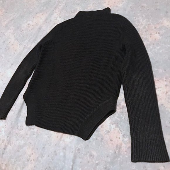 3/ $30 or FREE WITH PURCHASE over $40 Black Ribbed Mock Neck Split Hem Sweater - Picture 15 of 16